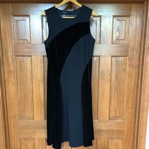 Alfani Black Sleeveless Dress With Velvet Panels